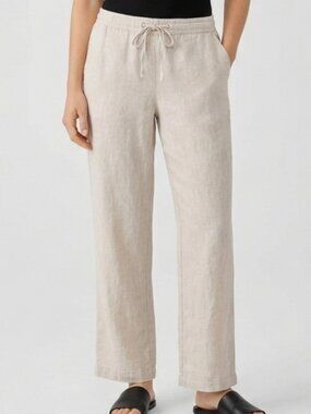 Christian Berg Pure Linen Draw String Elastic Waist Pants Size 42 Fits Large